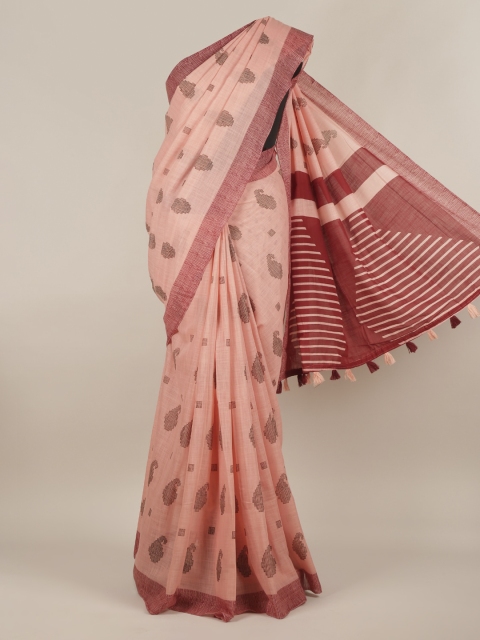 

Pothys Pink Woven Design Linen Blend Saree