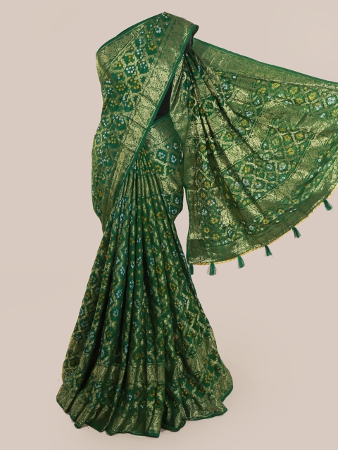

Pothys Green Bandhani Printed Poly Georgette Saree