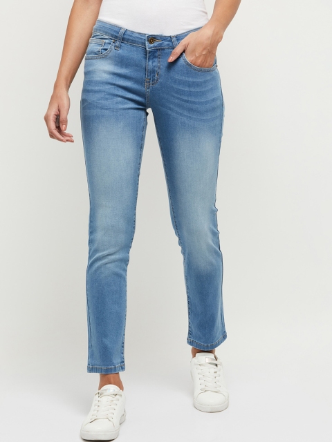 

max Women Blue Regular Fit Mid-Rise Clean Look Jeans