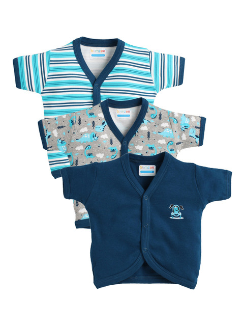 

BUMZEE Infant Kids Navy Blue & Grey Pack Of 3 Jhablas