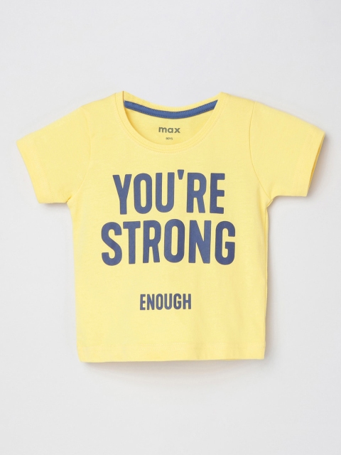 

max Boys Yellow Printed Round Neck Pure Cotton T-shirt