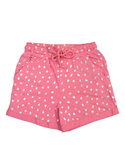 

ORANGE PUMPKKIN Girls Pink Printed Regular Fit Cotton Shorts