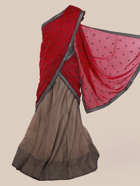 

Pothys Maroon Embroidered Half Saree