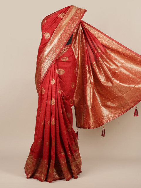 

Pothys Maroon Woven Design Jute Silk Saree