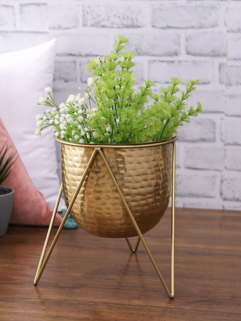

HomeTown Skylar Gold-Toned Solid Planter With Stand