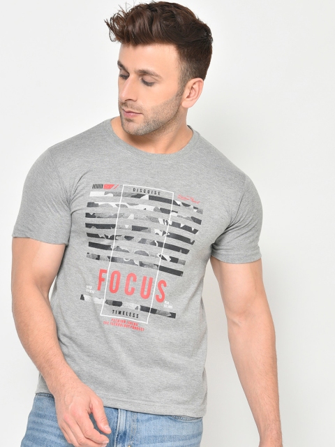 

Chkokko Men Grey Printed Round Neck T-shirt
