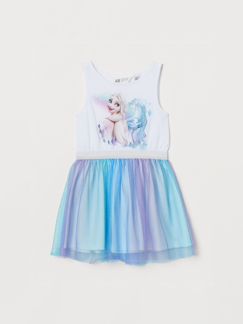 

H&M Girls White & Blue Tulle-Skirt Jersey Dress