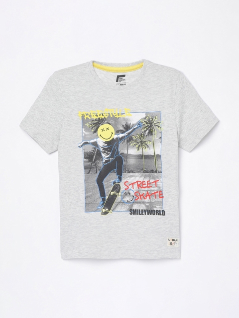 

Fame Forever by Lifestyle Boys Grey Melange Printed Round Neck T-shirt