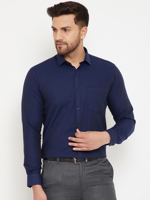

Canary London Men Navy Blue Slim Fit Self Design Casual Shirt