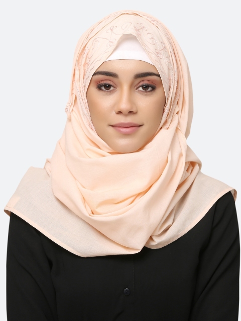 

MOMIN LIBAS Women Peach-Coloured Solid Scarf