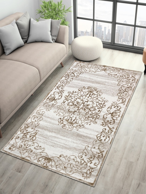 

SPACES Beige & White Ethnic Motifs 1450 GSM Floor Runners