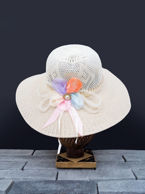 

Golden Peacock Women Multicoloured Self-Design Straw Sun Hat, Multi
