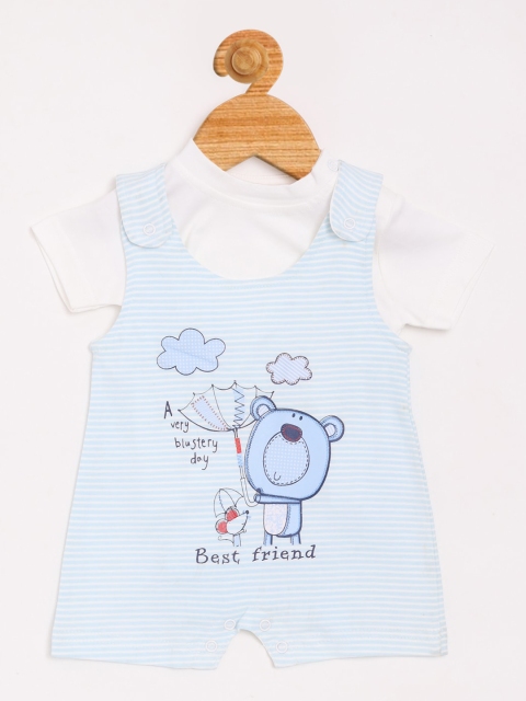 

Olio Kids Boys Blue & White Solid T-shirt with Shorts