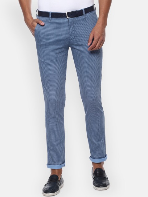 

Louis Philippe Sport Men Blue Slim Fit Self Design Regular Trousers