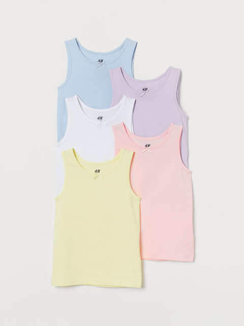 

H&M Girls 5 Pack Vest Tops, White