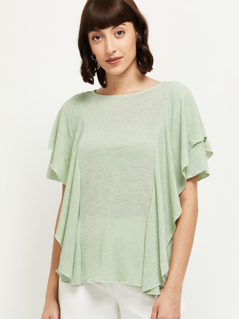 

max Green Flutter Sleeves Regular Top