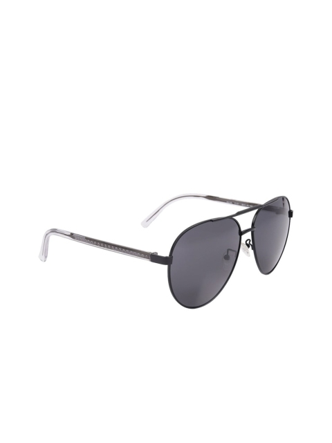 

MARC LOUIS Unisex Grey Lens & Black Aviator Sunglasses with Polarised Lens