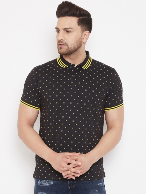 

98 Degree North Men Black Printed Polo Collar T-shirt