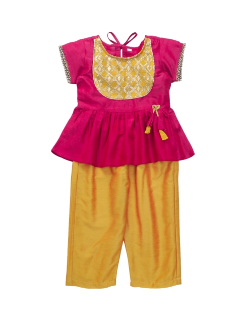 

The Magic Wand Girls Magenta & Mustard Embellished Top with Palazzos