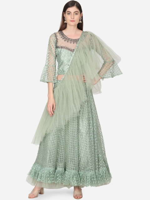 

BOMBAY SELECTIONS Sea Green Ready to Wear Lehenga & Blouse with Dupatta