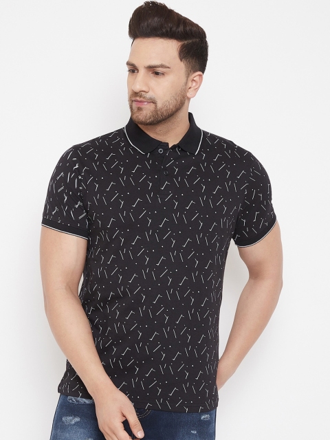 

98 Degree North Men Black Printed Polo Collar T-shirt