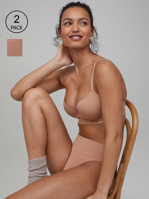 

H&M Women 2-pack Beige Solid Brazilian Briefs 0942947002