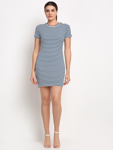 

Global Republic Women Blue Striped Bodycon Dress