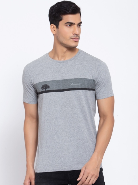 

Allen Cooper Men Grey Striped Round Neck T-shirt