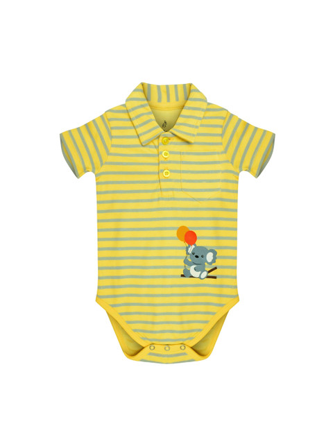 

The Flybees Infant Kids Yellow & Grey Striped Bodysuit