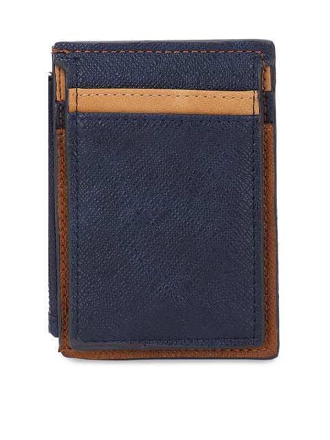 

ALDO Men Navy Blue & Brown Textured Card Holder
