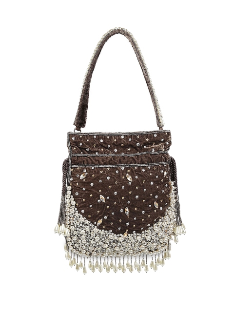 

Mochi Brown Embellished Handheld Bag