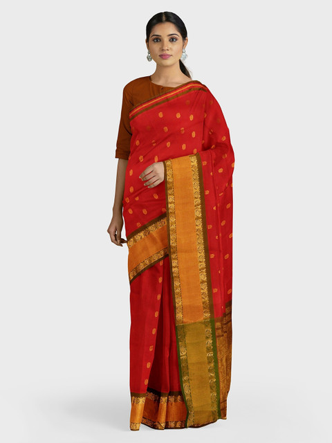 

APCO Red Woven Design Pure Cotton Saree