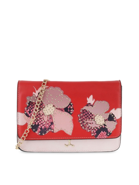 

Mochi Red & Purple Floral Embellished Purse Clutch