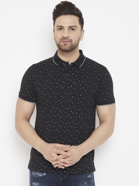 

98 Degree North Men Black Printed Polo Collar T-shirt