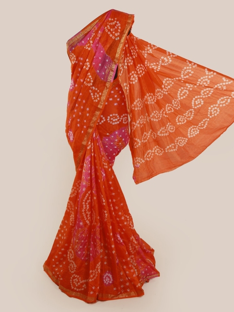 

Pothys Orange Printed Art Silk Saree