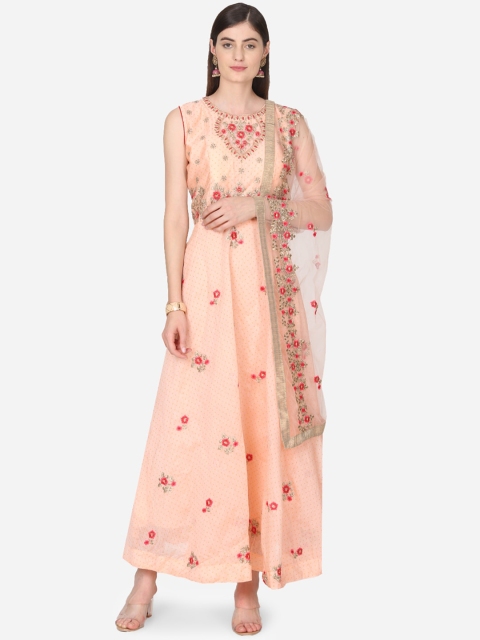 

BOMBAY SELECTIONS Women Pink Embroidered Kurta with Salwar & Dupatta