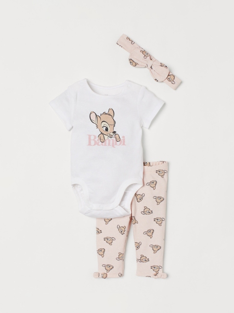 

H&M Kids White & Pink Printed 3-Piece Printed Set