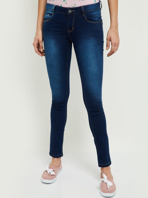 

max Women Navy Blue Regular Fit Mid-Rise Clean Look Stretchable Jeans