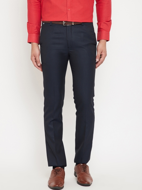

Canary London Men Navy Blue Slim Fit Solid Formal Trousers