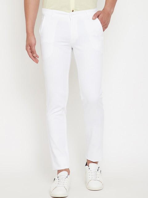 

Canary London Men White Slim Fit Solid Regular Trousers