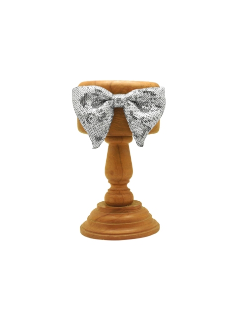

The Tie Hub Silver-Toned Woven Design Bow Tie