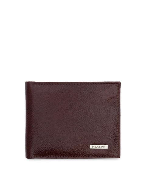 

Hidelink Men Brown Textured Two Fold Wallet