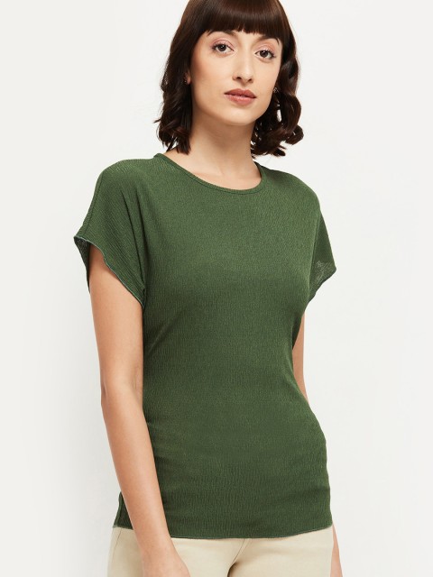 

max Women Green Solid Regular Top