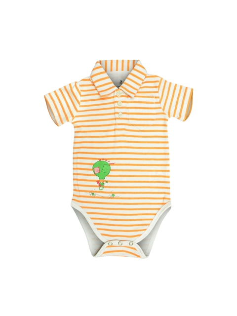 

The Flybees Infant Kids White & Orange Striped Bodysuit