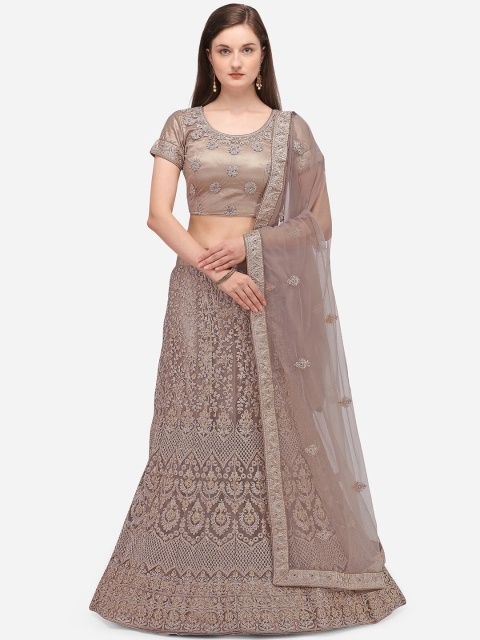 

V SALES Taupe Semi-Stitched Lehenga & Blouse with Dupatta