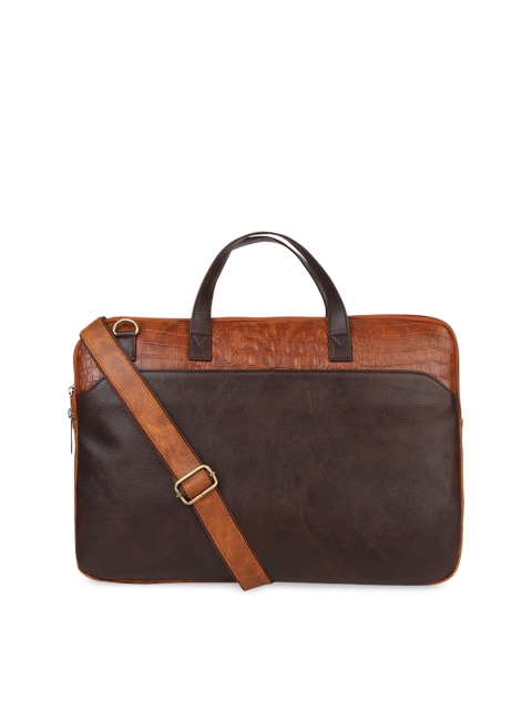 Vivinkaa Unisex Coffee Brown Textured Laptop Bag
