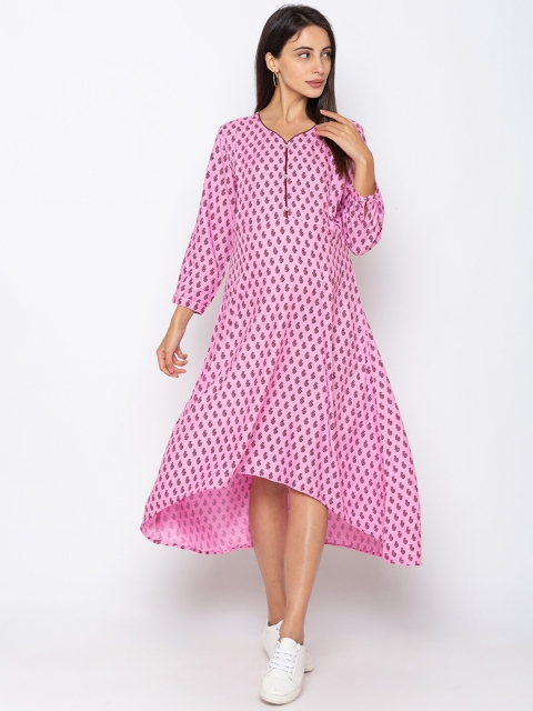 

MomToBe Women Pink Printed A-Line Maternity & Feeding Dress