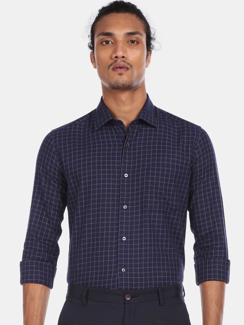 

Arrow Men Blue Slim Fit Checked Formal Cotton Shirt