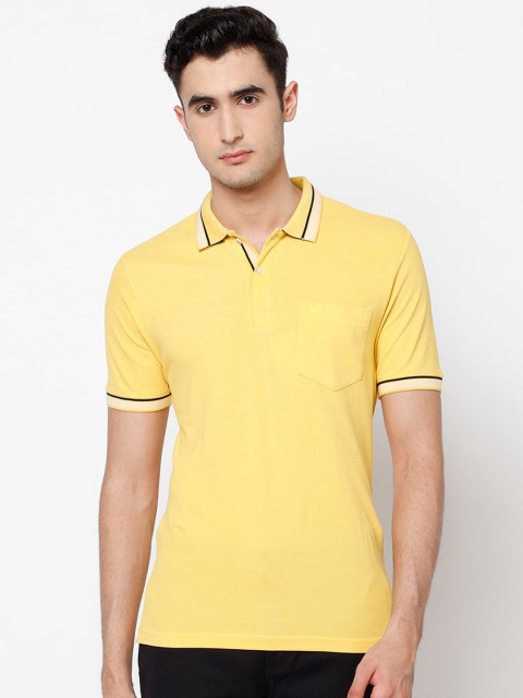 

Blackberrys Men Yellow Solid Polo Collar T-shirt