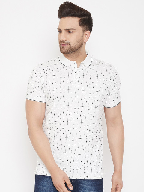 

98 Degree North Men Off-White Printed Polo Collar T-shirt